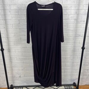Sympli Canada Jersey Midi Dress Plum‎ Purple Womens Size 10 Lagenlook Minimalist